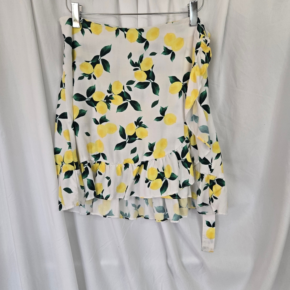 Aqua Lemon Print Swim Sarong/Wrap Size L